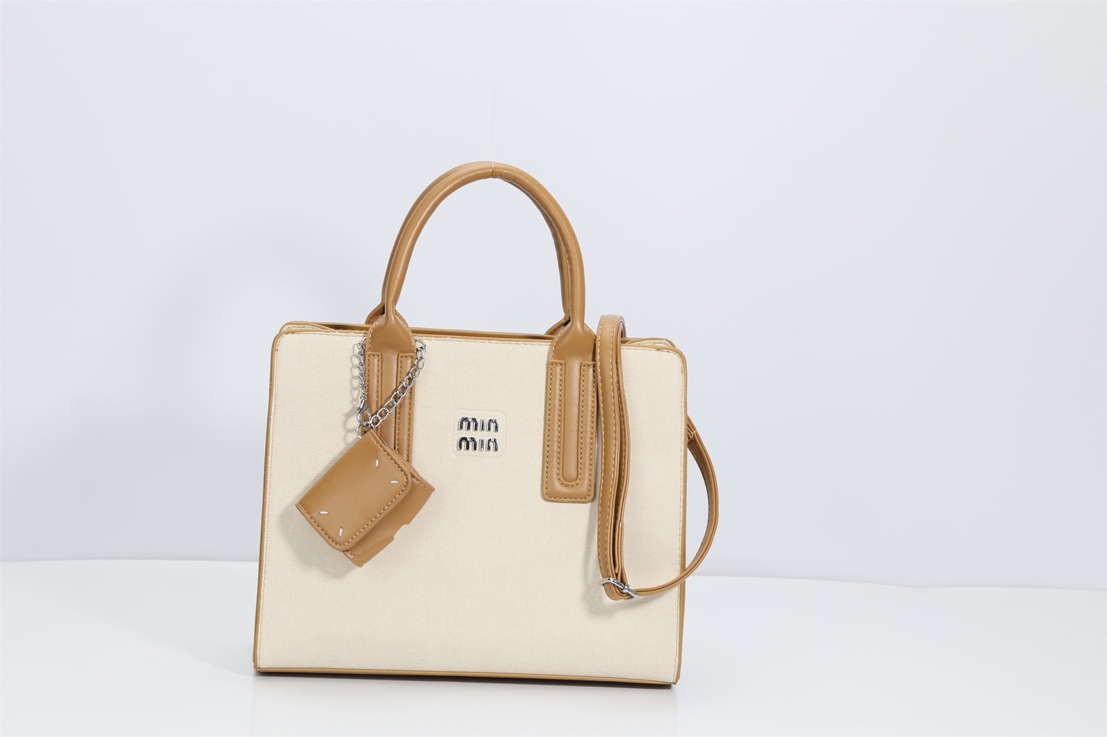 Customized minimalist two tone handbag with mini bag, charming women's shoulder bag