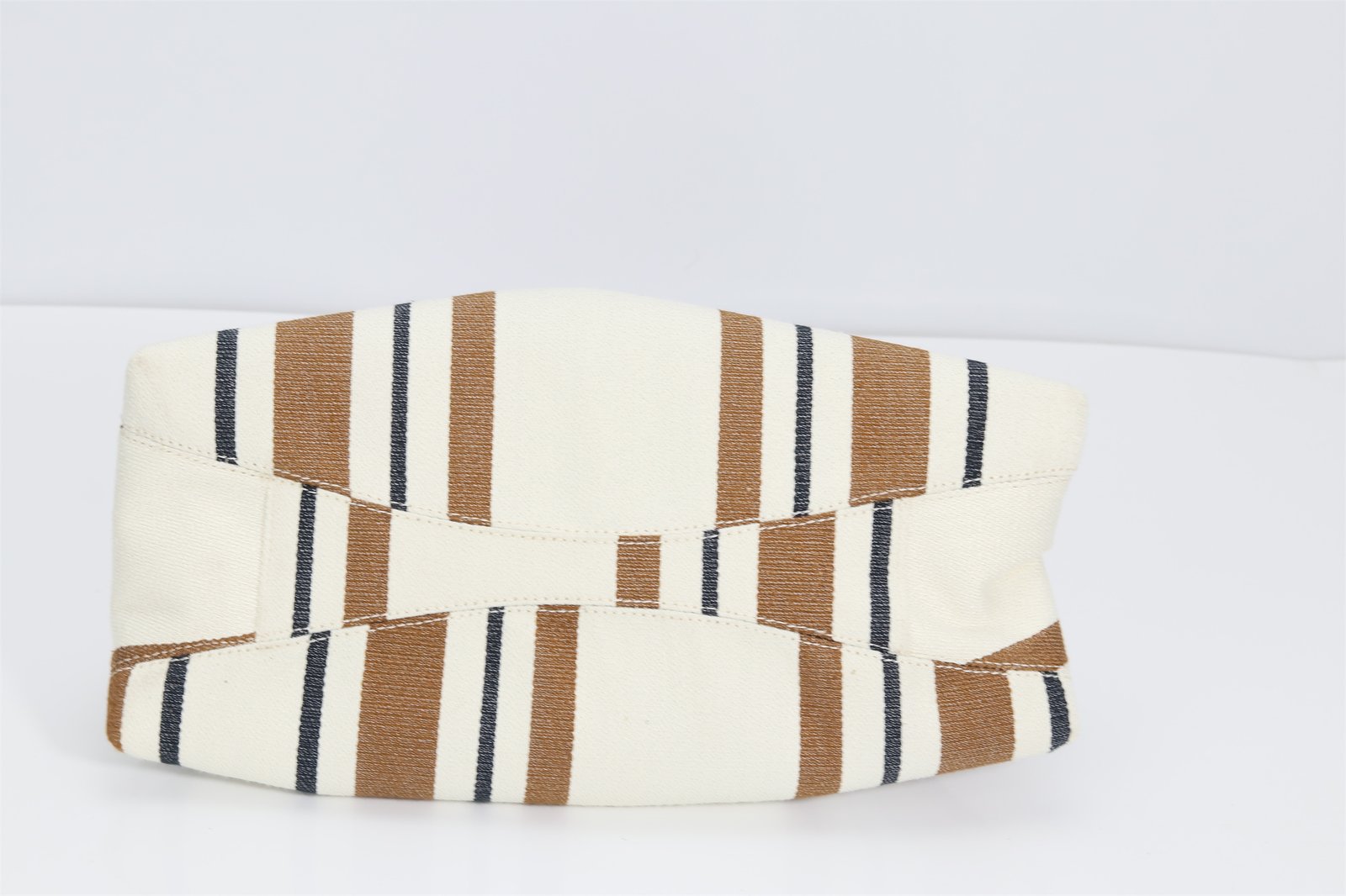 Customized striped canvas homeless bag with mini pouch and adjustable shoulder strap
