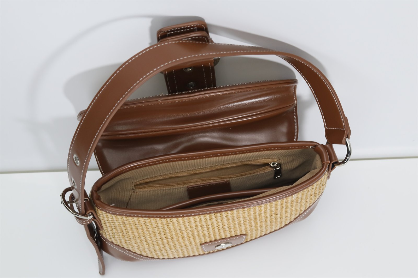 Customized straw tote bag with matching bag - for summer beach and daily use
