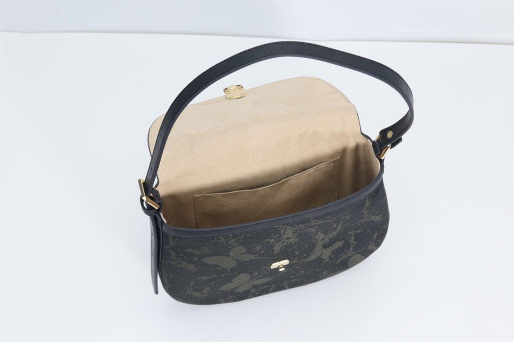 Customized Women's Floral Print Saddle Crossbody Bag with Metal Lock