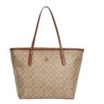 Customized letter pattern women's handbag - beige with brown decoration