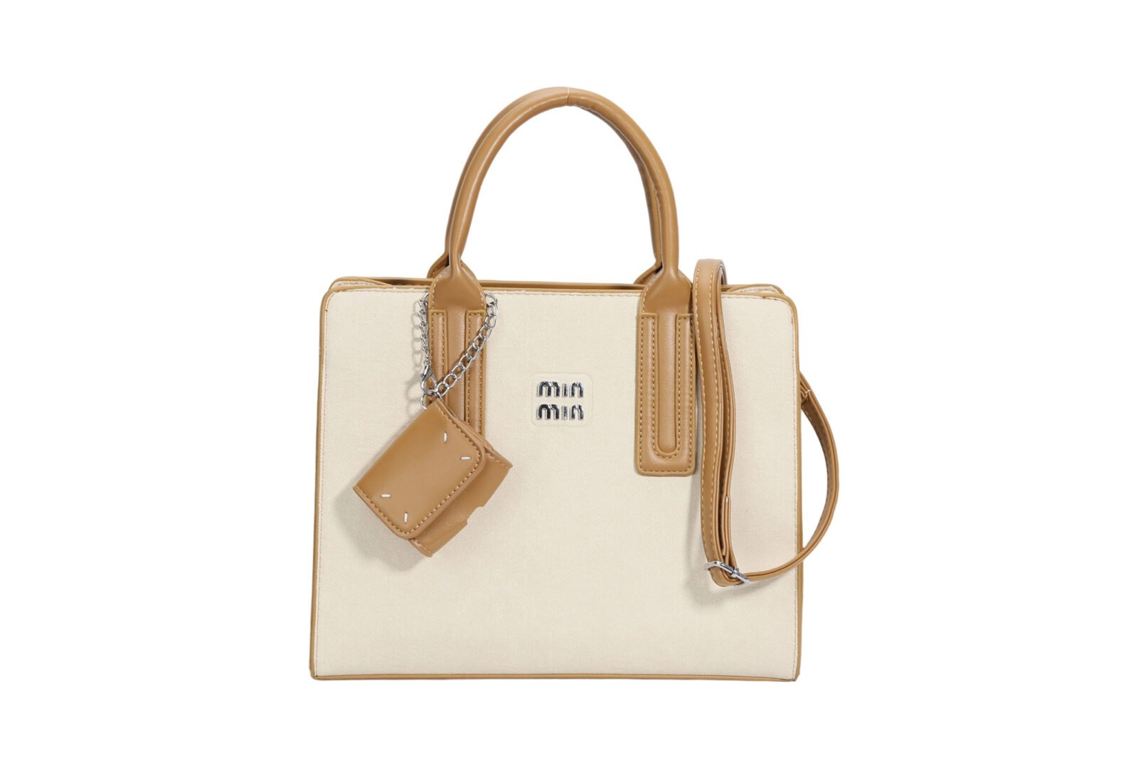 Customized minimalist two tone handbag with mini bag, charming women's shoulder bag