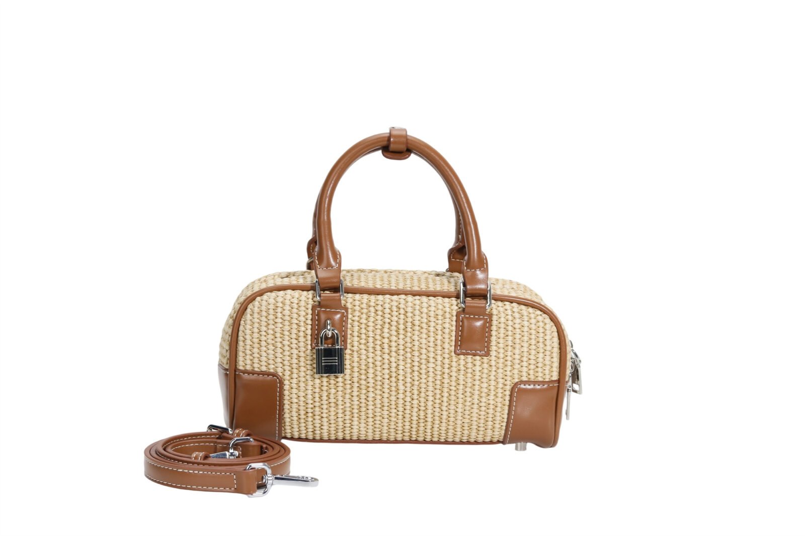 Customized women's mini bag, leather handbag with convertible shoulder strap and lock decoration