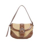 Customized straw tote bag with matching bag - for summer beach and daily use