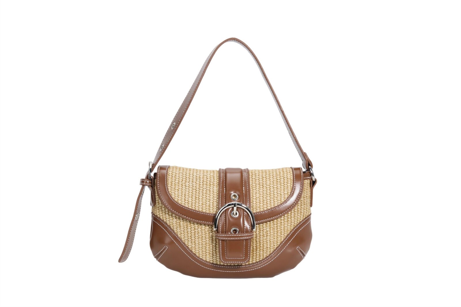 Customized straw tote bag with matching bag - for summer beach and daily use