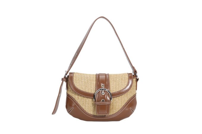 Customized straw tote bag with matching bag - for summer beach and daily use