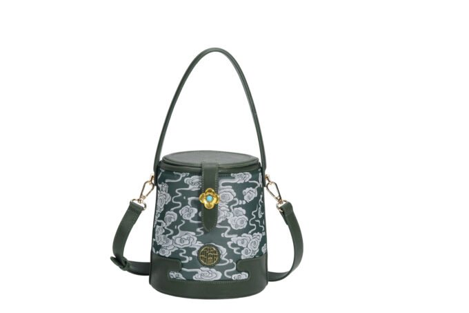 Customized new Chinese style women's cloud patterned satin mini bag, women's bucket bag