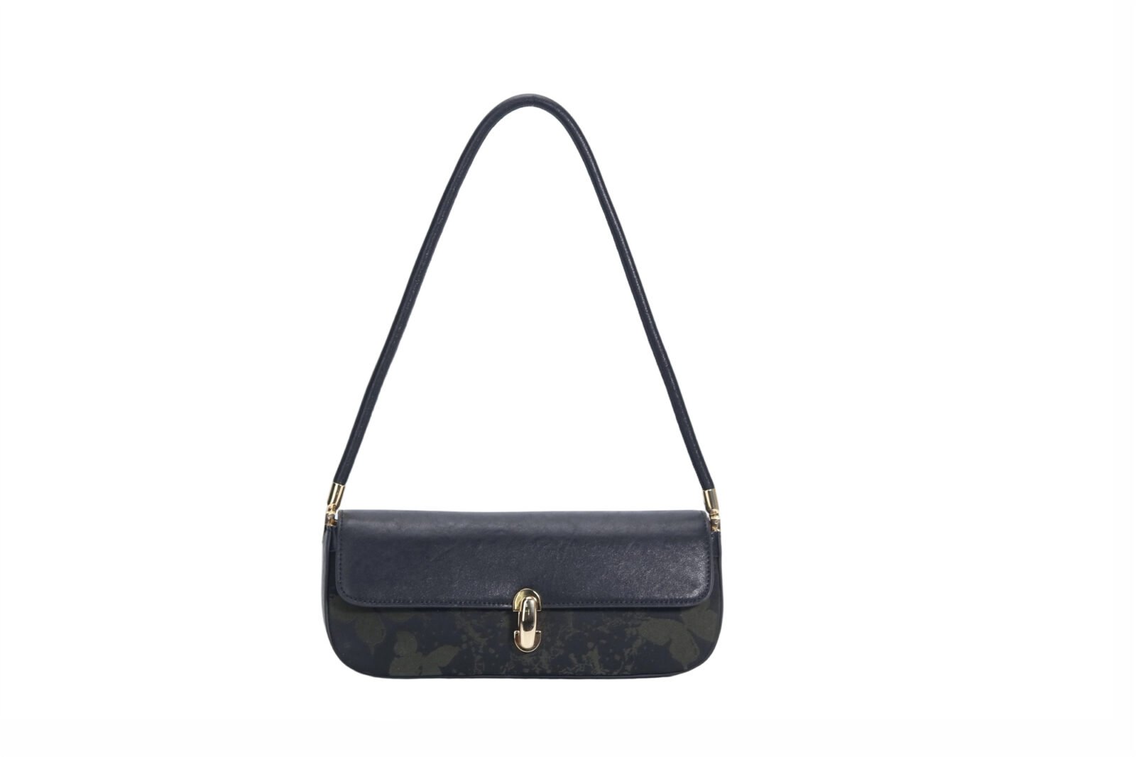 Customized women's floral printed shoulder bag, Mini borsetta con chiusura di blocco in metallo