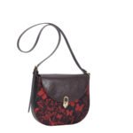 Customized Women's Floral Print Saddle Crossbody Bag with Metal Lock