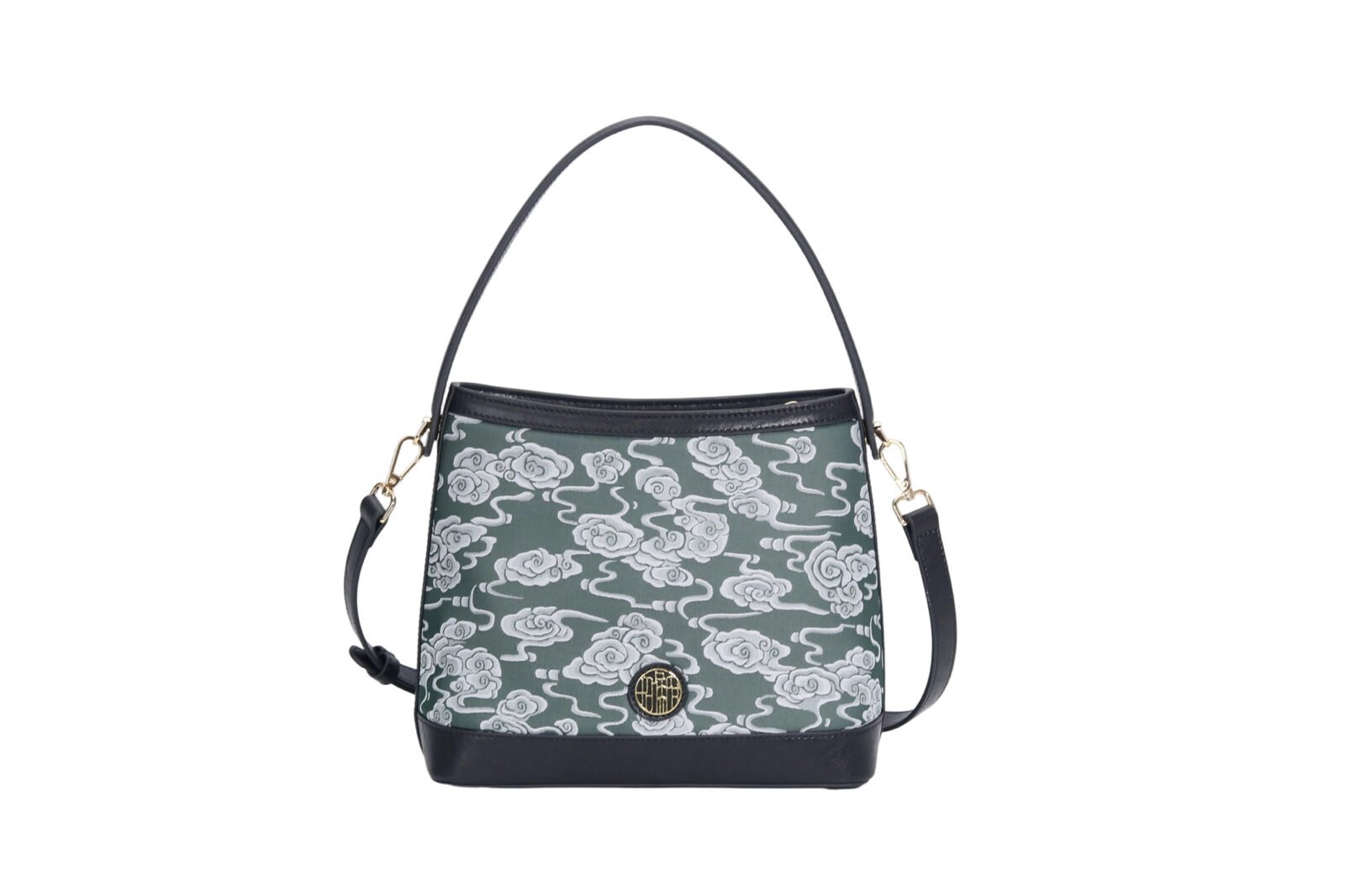 Customized Chinese style women's cloud patterned bucket shaped crossbody bag with top handle shoulder bag