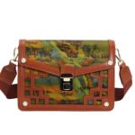 Customized Women's Art - Print Crossbody Bag with Pearl Accents & Metal Lock