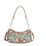 Customized women's knitted leather shoulder bag, mini handbag
