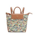 Customized Women's Patterned Convertible Backpack Tote with Leather Accents