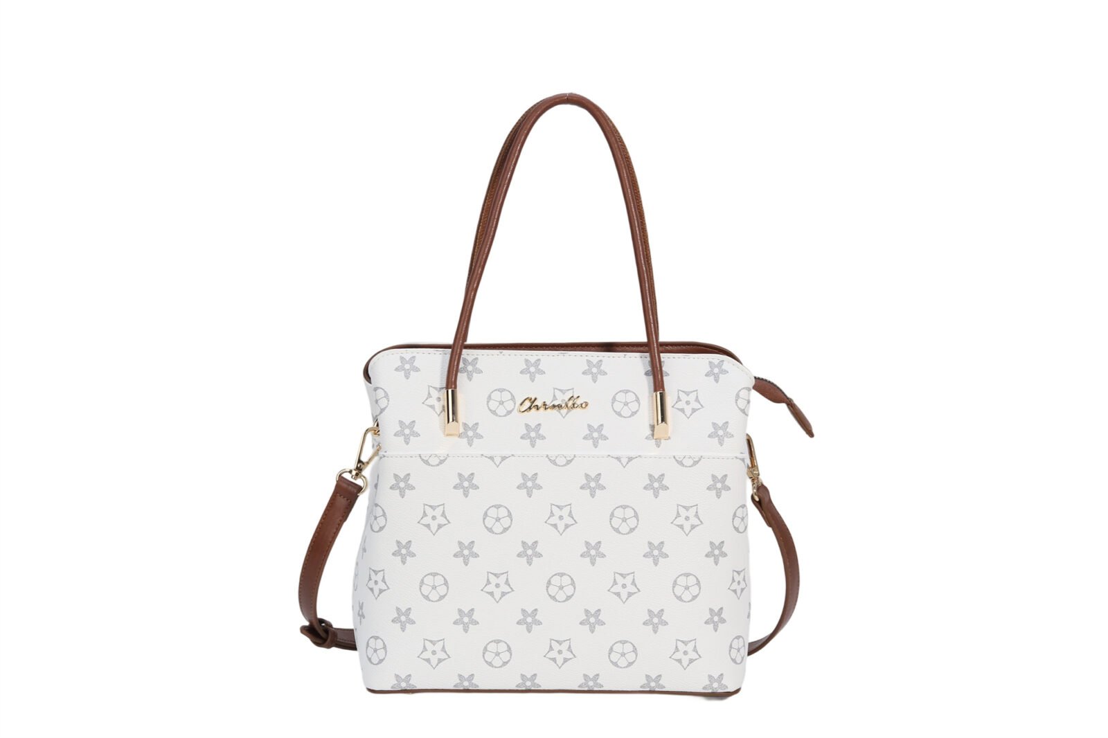 Customized spliced printed handbag with detachable shoulder bag and handbag