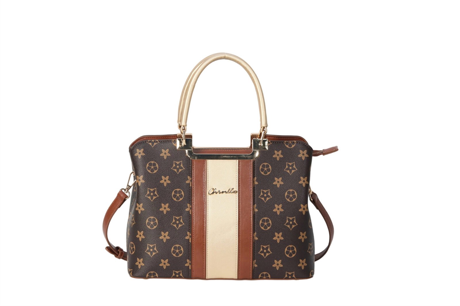 Customized spliced women's handbag and shoulder bag with contrasting stripes and convertible shoulder straps