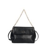 Customized pleated leather women's shoulder bag, gold chain strap handbag