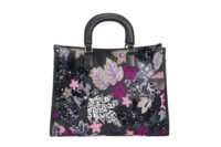 Customized women's embroidered handbag with top handle glitter