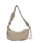 Custom Women's Beige Slouchy Shoulder Bag with Ruched Strap & Casual Style crossbody bag