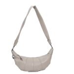 Custom Women's Beige Faux Leather Crescent Bag with Adjustable Strap & Backpack - Like Versatility
