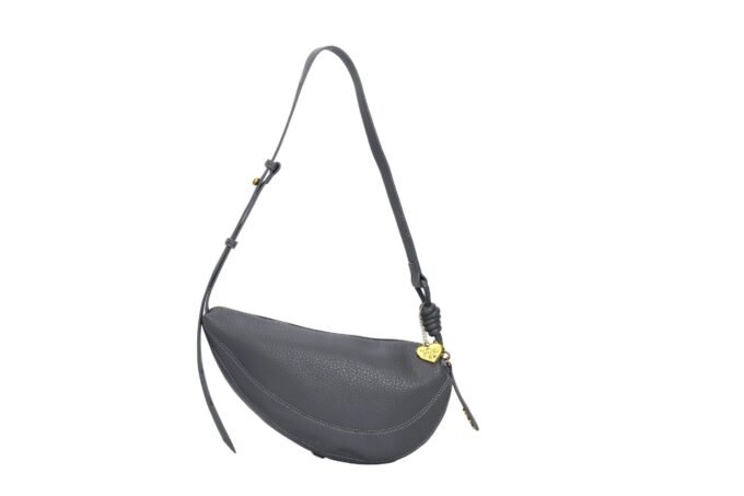 Custom Women's Black Leather Crescent Crossbody Bag with Backpack - Style Adjustability