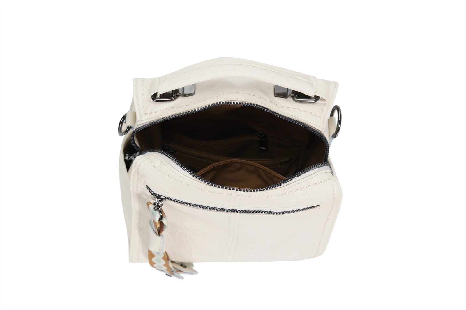 Customized women's cream colored convertible backpack, women's backpack
