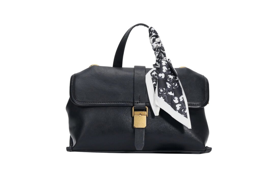 Custom Women's Black Leather Satchel Bag with Scarf Detail & Backpack - Like Functionality