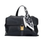Custom Women's Black Leather Satchel Bag with Scarf Detail & Backpack - Like Functionality