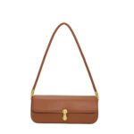 Customized women's brown leather backpack, mini armpit bag