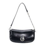 Custom Women's Stylish Beige Shoulder Bag with Chain Accents & Lock Closure