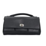 Customized women's black leather handbag, women's mini handbag