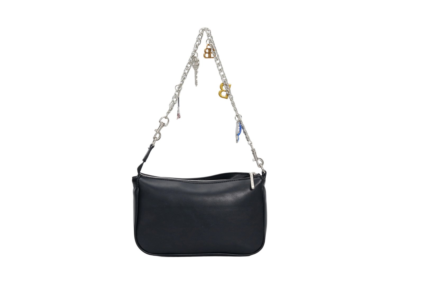 Customized women's black chain shoulder bag with decorative chain shoulder strap
