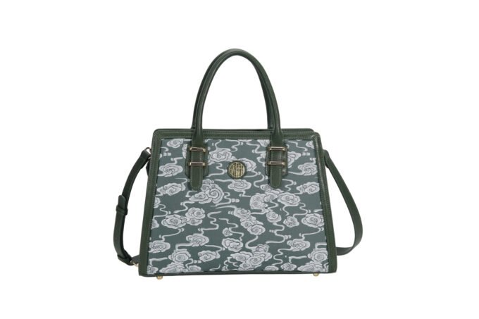 Customized Chinese style women's cloud patterned crossbody bag with leather edging shoulder bag