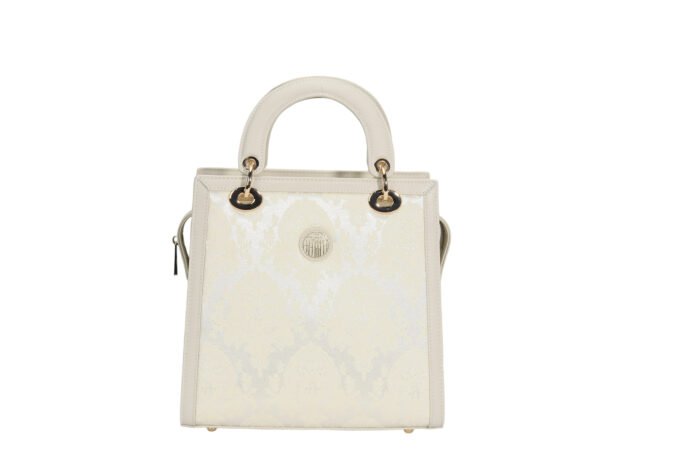 Custom Women's Ivory Brocade Top - Handle Crossbody Bag