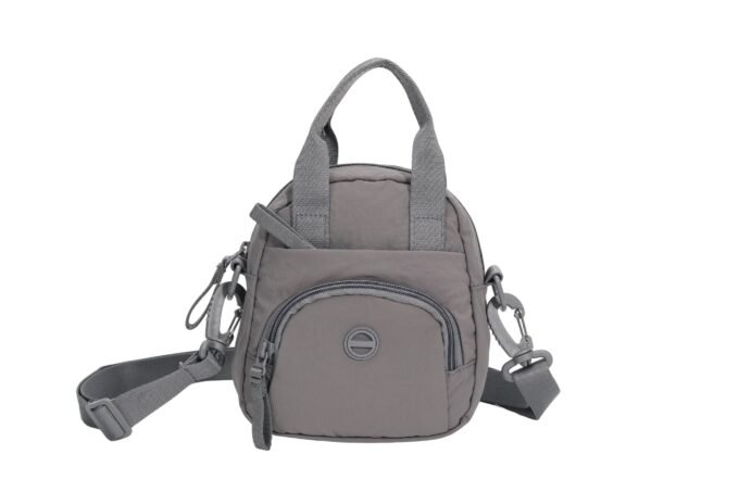 Custom Women's Gray Mini Convertible Backpack with Adjustable Straps & Compact Design